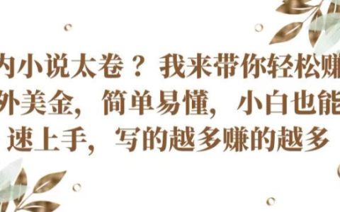 揭秘！輕松賺取老外美金，國內小說創作也能快速上手，日賺百萬，新手必看！