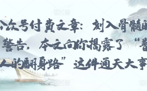 某公眾號付費文章，普通人的逆襲寶典：翻身路大揭秘！