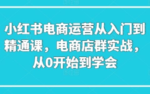 小紅書電商培訓全套課程：從基礎到高級，電商店群實戰操作，帶你從零基礎走向精通