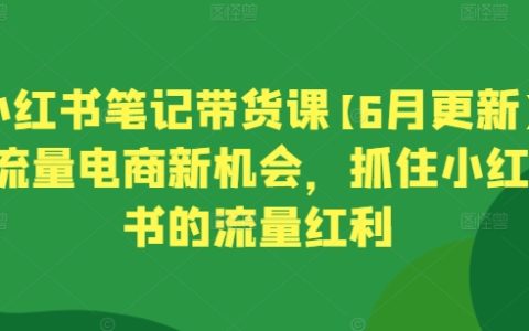 小紅書帶貨課程6月更新：流量電商新機遇，把握小紅書流量紅利