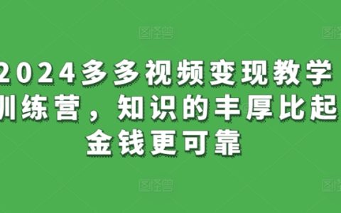 2024年多多視頻變現(xiàn)教學(xué)訓(xùn)練營：從知識(shí)中挖掘財(cái)富，鑄就穩(wěn)健收入之路
