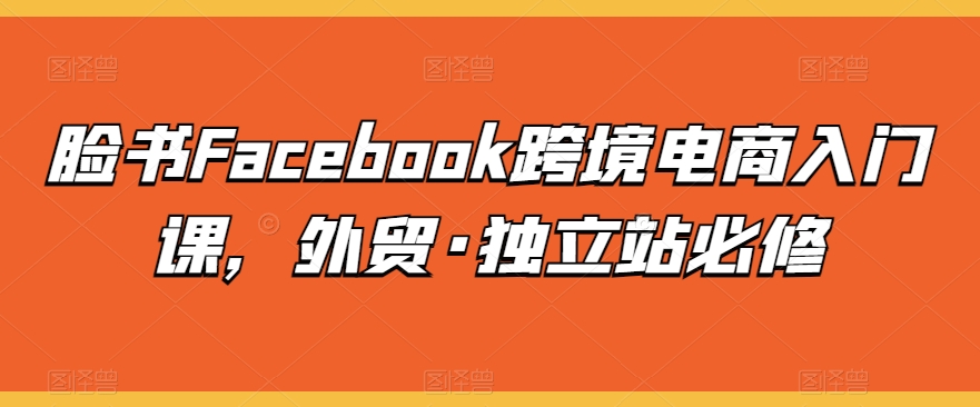 臉書Facebook跨境電商入門課,外貿·獨立站必修