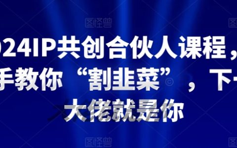 2024年IP共創合伙人培訓：實操帶你“割韭菜”，成為下一個行業大佬