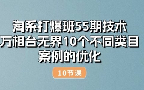 淘系打爆班第55期技術解析：萬相臺無界優化，10大不同類目案例深度分析（共10講）