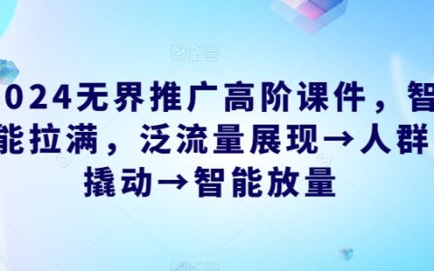2024年無界推廣高階教程：智能優化全流程，從泛流量到精準人群，再到智能放量