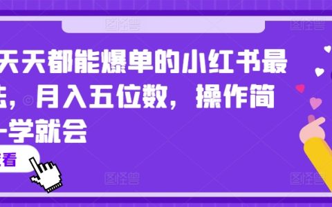 2024小紅書(shū)高收益玩法揭秘：每日爆單，輕松月入五位數(shù)，簡(jiǎn)單易懂【獨(dú)家曝光】