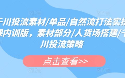 千川投流實戰內訓：素材挑選、單品策略、人貨場搭建及千川投流策略，輕松提升轉化率