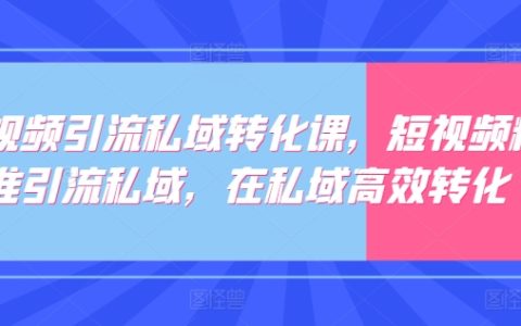 短視頻精準引流私域轉化培訓課程，私域流量高效轉化策略【實戰技巧】