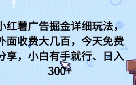 揭秘小紅薯廣告掘金：小白易學的日入300+玩法，幾百元的外部收費秘籍【曝光】