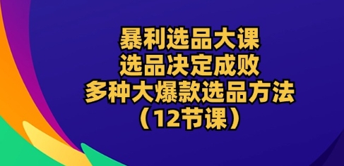 暴利選品大課：選品決定成敗，教你多種大爆款選品方法(12節(jié)課)
