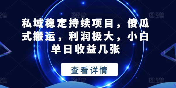 私域穩定持續項目，傻瓜式搬運，利潤極大，小白單日收益幾張【揭秘】