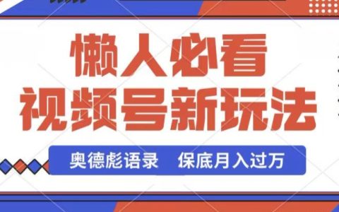 視頻號新策略，奧德彪風格教程，短視頻制作易學，流量穩定，確保月入過萬【揭秘】