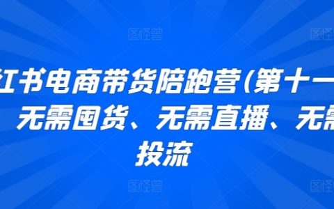 小紅書電商陪跑營第十一期：無需囤貨、直播和投流，帶你輕松帶貨！