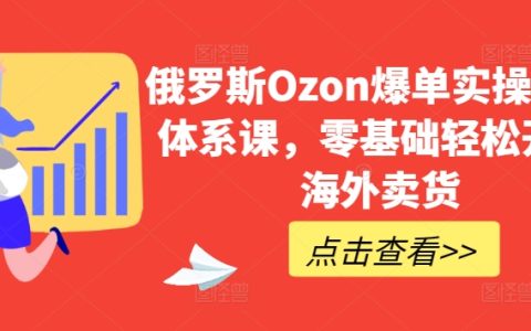 俄羅斯Ozon平臺爆單教程：零基礎(chǔ)海外賣貨全程指導(dǎo)課程【揭秘】