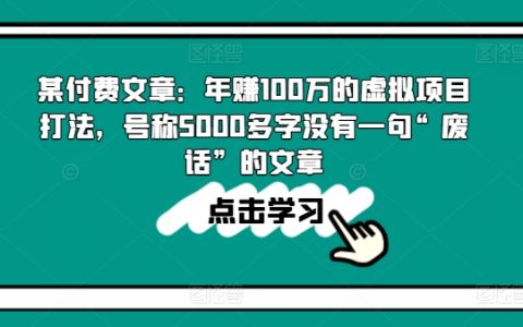 揭秘年收入百萬的虛擬項目策略：超過5000字的詳盡解析，字字珠璣