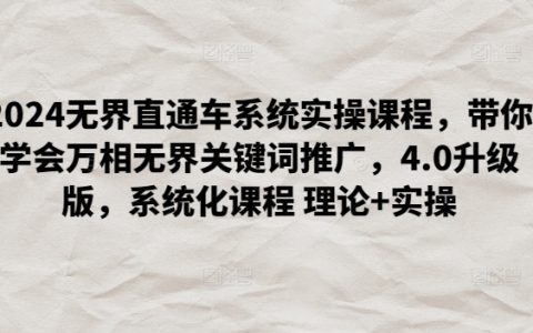 2024無界直通車操作教程：掌握萬相無界關鍵詞營銷，4.0最新版本，系統培訓課程，理論與實踐相結合