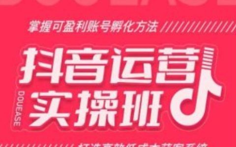 抖音賬號盈利實操課程：學會孵化盈利賬號，構建高效低成本獲客體系！