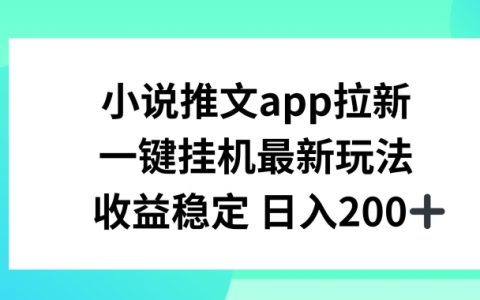 小說推文APP新用戶增長策略：一鍵掛機收益揭秘，穩(wěn)定日入200+的拉新方法！