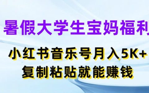 揭秘暑假大學(xué)生與寶媽福利：小紅書音樂號月入5000+，輕松復(fù)制粘貼賺錢