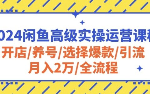 2024年閑魚高級實操運營課程：從開店到月入2萬，全面掌握養號、爆款選擇、引流等技巧