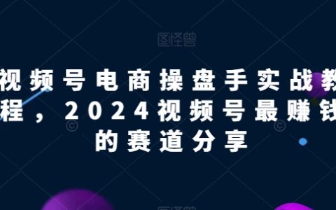2024年視頻號電商實戰教程：揭秘最賺錢的賽道，讓你快速掌握賺錢秘籍！