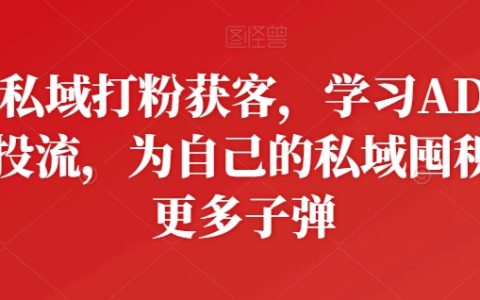 私域流量打粉獲客實戰課程：廣告投放學習，增加私域囤積彈藥策略