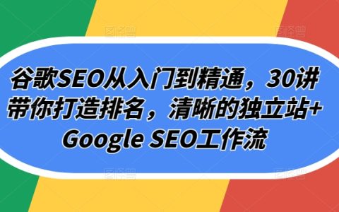 百度SEO入門到精通教程：30節(jié)課帶你優(yōu)化排名，構(gòu)建清晰的獨(dú)立站與百度SEO工作流程