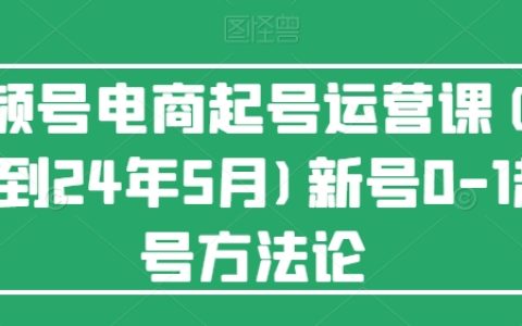 2024年5月更新：短視頻號電商全新0至1階起號戰略教程