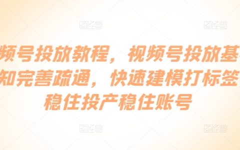 視頻號(hào)廣告投放實(shí)操指南：構(gòu)建精準(zhǔn)標(biāo)簽?zāi)Ｐ停Ｕ腺~號(hào)穩(wěn)定投放與產(chǎn)出