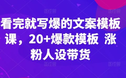立即應用的文案創作模板課程：20大爆款模板，助力增粉、人設塑造與商品銷售