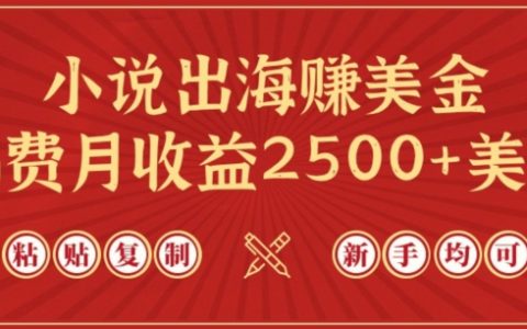 小說出海賺美金，稿費(fèi)月收益2500+美金，僅需chatgpt粘貼復(fù)制，新手也能玩轉(zhuǎn)【揭秘】
