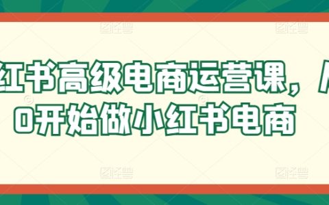 小紅書電商入門到精通課程，從零基礎(chǔ)打造電商運營高手