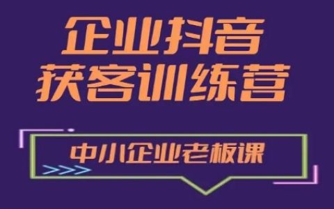 抖音企業(yè)營銷增長集訓(xùn)：中小企業(yè)主的獲客策略與經(jīng)營提升課程