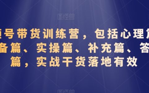 視頻號帶貨實戰訓練營：心理策略、前期準備、操作技巧、額外資源、疑難解答全方位指南