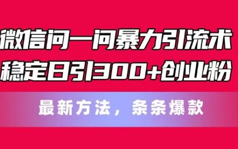 微信“問一問”高效率引流策略：每日穩定增粉300+，創新技術，內容篇篇熱門【深度剖析】