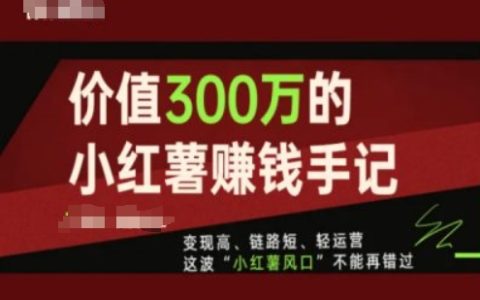 300 萬價值的小紅書賺錢指南：變現高效、鏈路簡短、運營輕松，抓住小紅薯機遇