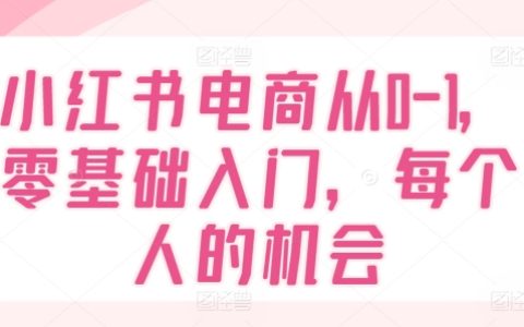 從零開始掌握小紅書電商運營，零門檻入門教程，全民創業新機遇