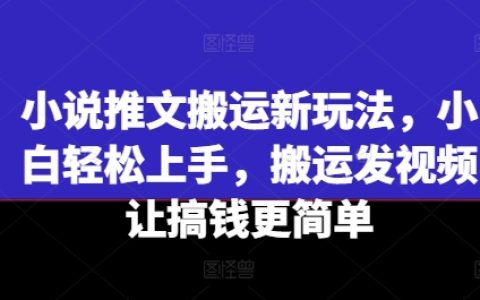 零基礎學小說內容搬運，短視頻制作攻略，輕松實現變現新途徑