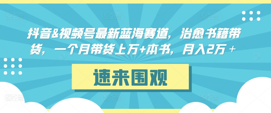抖音&視頻號最新藍海賽道,治愈書籍帶貨,一個月帶貨上萬+本書,月入2萬+【揭秘】