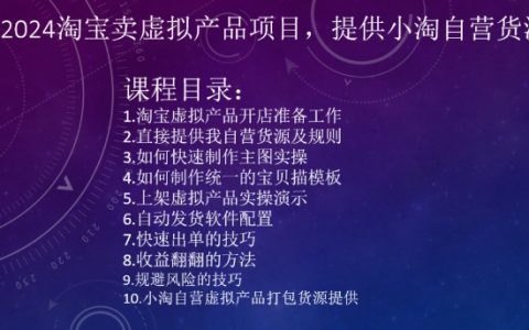2024年淘寶虛擬商品創業指南：小淘自營一手貨源供應，打造高收益在線店鋪新機遇
