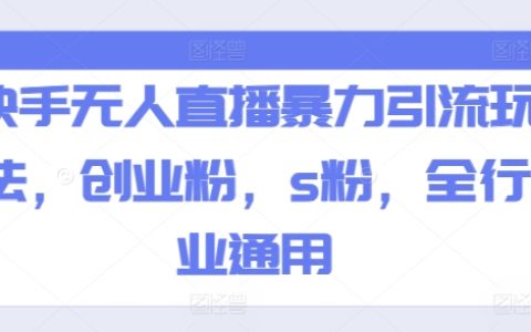 快手無人直播新策略：暴力引流秘訣，創(chuàng)業(yè)粉絲、社交粉絲必備，跨行業(yè)適用