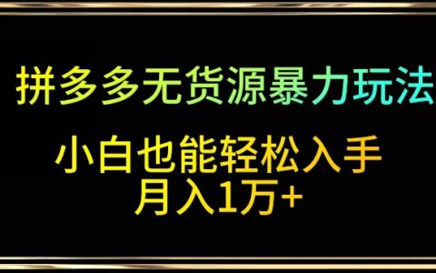 拼多多無貨源運(yùn)營攻略：暴力玩法揭秘，純干貨教學(xué)，小白輕松月賺過萬【實操指南】