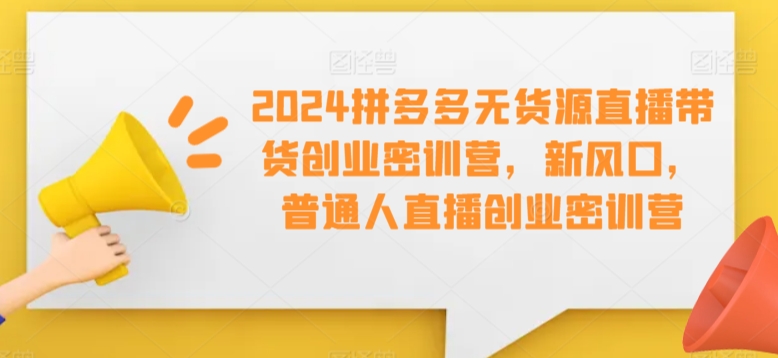 2024拼多多無貨源直播帶貨創(chuàng)業(yè)密訓營，新風口，普通人直播創(chuàng)業(yè)密訓營