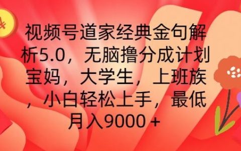 視頻號道家名言深度解讀5.0版：零基礎快速賺錢攻略，月入9000+不是夢【揭秘教程】