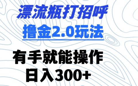 全新漂流瓶打招呼賺錢攻略2.0：輕松上手日賺300+，手把手揭秘操作技巧