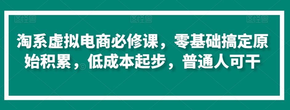 淘系虛擬電商必修課,零基礎搞定原始積累,低成本起步,普通人可干