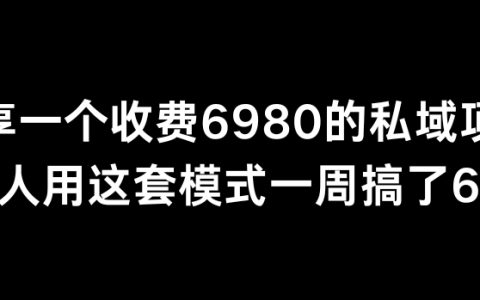 分享一個(gè)外面賣6980的私域項(xiàng)目,三人團(tuán)隊(duì)如何僅用一周時(shí)間，通過私域運(yùn)營策略實(shí)現(xiàn)6萬+收益的秘密