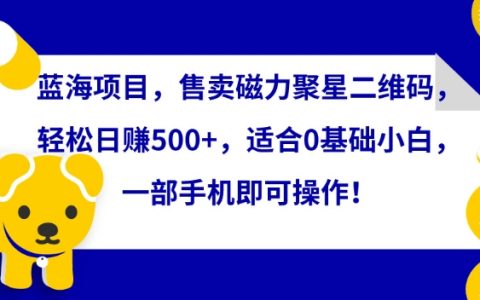 磁力聚星二維碼銷售,藍海項目日賺500+,0基礎小白手機操作指南【揭秘】
