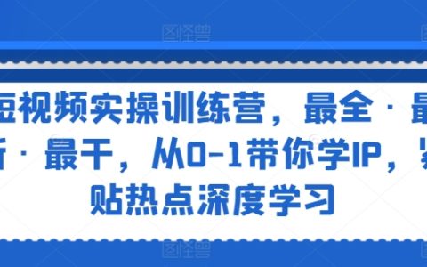 實戰短視頻培訓營：全面·前沿·精華，從0-1到IP達人，緊跟熱點深度解析