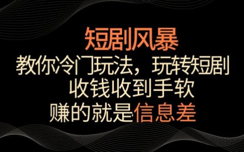 揭秘短劇賺錢秘籍：掌握冷門技巧，輕松玩轉短劇風暴，持續收入不停歇【操作技巧】